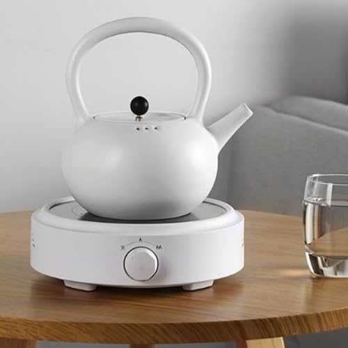 Auybuig 電気陶器ストーブ 急須 対応 火気不使用 お茶 抽出 蒸し 機能 保温 60W コンパクト サイズ 卓上 家庭用 室内 ガラス ポット セット 100V タッチ操作 静音 デザイン プレミアム ギフト 贈答品(B)