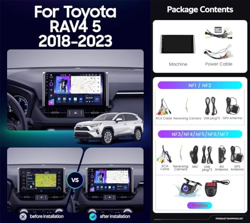 Stéréo Android 13 pour RAV4 Écran Tactile Haute Définition Bluetooth 5