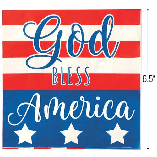Fun Express God Bless America Lunch Napkins (16Pc) - Party Supplies - 16 Pieces