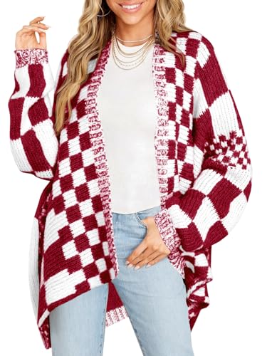 Saodimallsu Womens Checkered Cardigan Sweater
