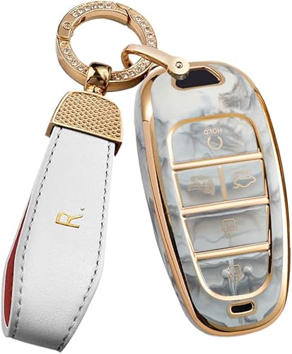 Miniatura 8 de SANRILY Funda para llavero de 5 botones con patrón de jade rosa para Hyundai 2022 Tucson Sonata 2020 2021 sin llave funda de TPU suave con llavero