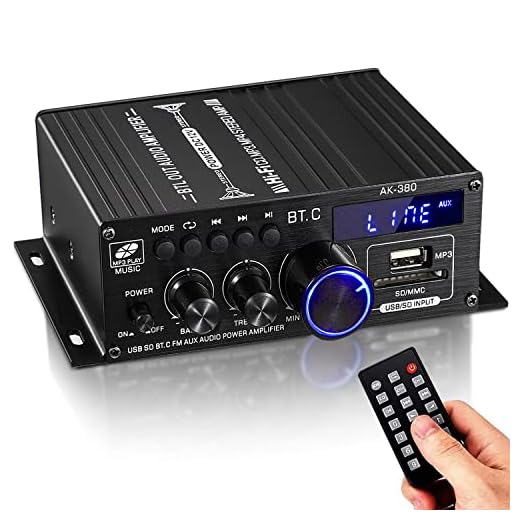 Facmogu AK380 Max 200Wx2 Mini Audio Power Amplifier, RMS 40Wx2 2.0 CH Bluetooth Receiver Speaker Amp with 12V 5A Power Supply, Bass & Treble Control Music Player Sound Amplifier for Car Home Garage