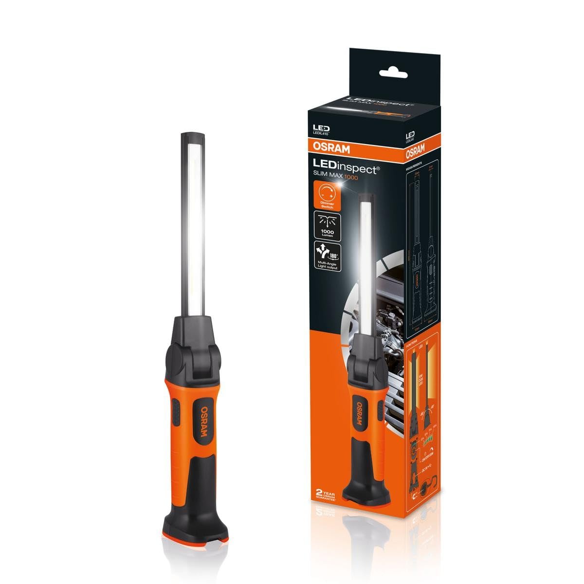 OSRAM LEDinspect SLIM MAX1000, slim LED inspection light, 6000K, rechargeable LED work light, magnetic, flexible, incl. hook