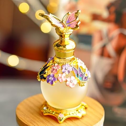 YU FENG 15ML Vintage Butterfly Decorative Perfume Bottles Empty Refillable Reusable Perfume Container Fancy Essential Oils Dropper Bottle Decor Cover