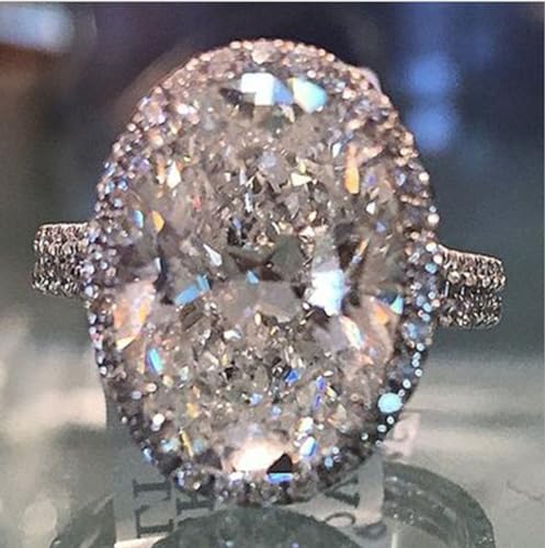 Bague en Argent 925 Style Œuf d'Oie avec Diamants Cadeau de Mariage Idéal en Taille 6