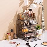 Sorbus Przezroczysty organizer na kosmetyki do makijażu - przechowywanie makijażu i biżuterii, etui i ekspozycja - przestronny design - świetny uchwyt na komodę, łazienkę, toaletkę i blat (4 duże, 2
