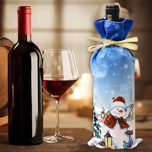 Youery 3 Stücke Weihnachten Weinflaschen Taschen Weihnachten Red Wine Taschen Weinzubehör Geschenk Set Wiederverwendbare Wein-Geschenk-Beutel Xmas Festival Party Tisch Dekor Geschenk