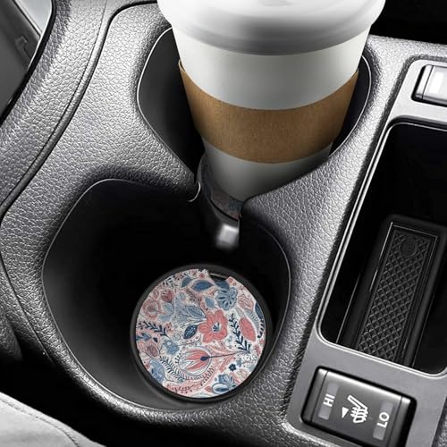 Portavasos para coche con diseño floral, madera, 2 piezas miniatura 6