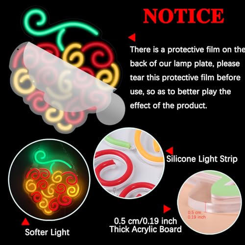 Image of GTOTd Cyber Fruit-Cherry Lamp Led Neon Sign Night Light | Cute Christmas Bedroom Kids Room Decor Gifts Merch Party Supplies for Wall Art Acrylic USB Powered Home Living Room Shop Bar