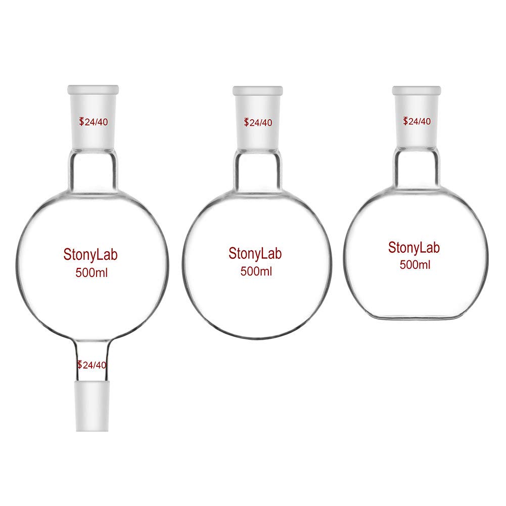 stonylab Kit di Distillazione da 500 ml, Apparecchio per Distillazione in Vetro Borosilicato per Estrazione, 24/40, Vetreria da Laboratorio