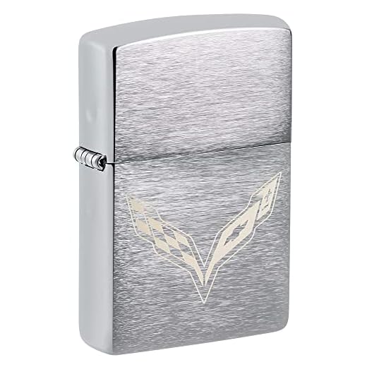 Zippo Chevrolet Corvette Logo Brushed Chrome Pocket Lighter