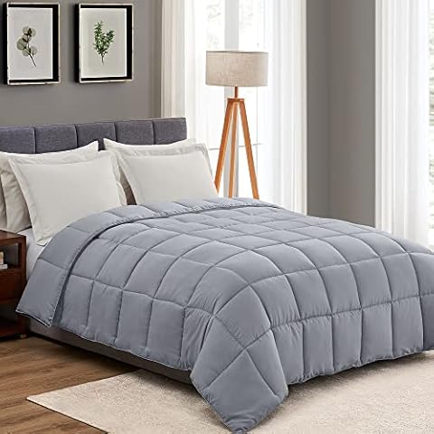 Homelike Moment California King Comforter Grey Lightweight Comforter Duvet Insert Down Alternative Bed Comforter All Season Blanket Comforters Cal King Size Light Gray Cover