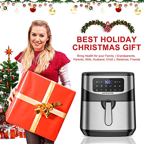 Acezoe 7.4 Quart Air Fryer, 9 Presets Electric Air Fryers Oven with Preheat, 1700-Watt Hot Air Fryers with LED Digital Touchscreen,Nonstick Basket, 23 Recipes, Stainless Steel Large Vortex Air Fryers