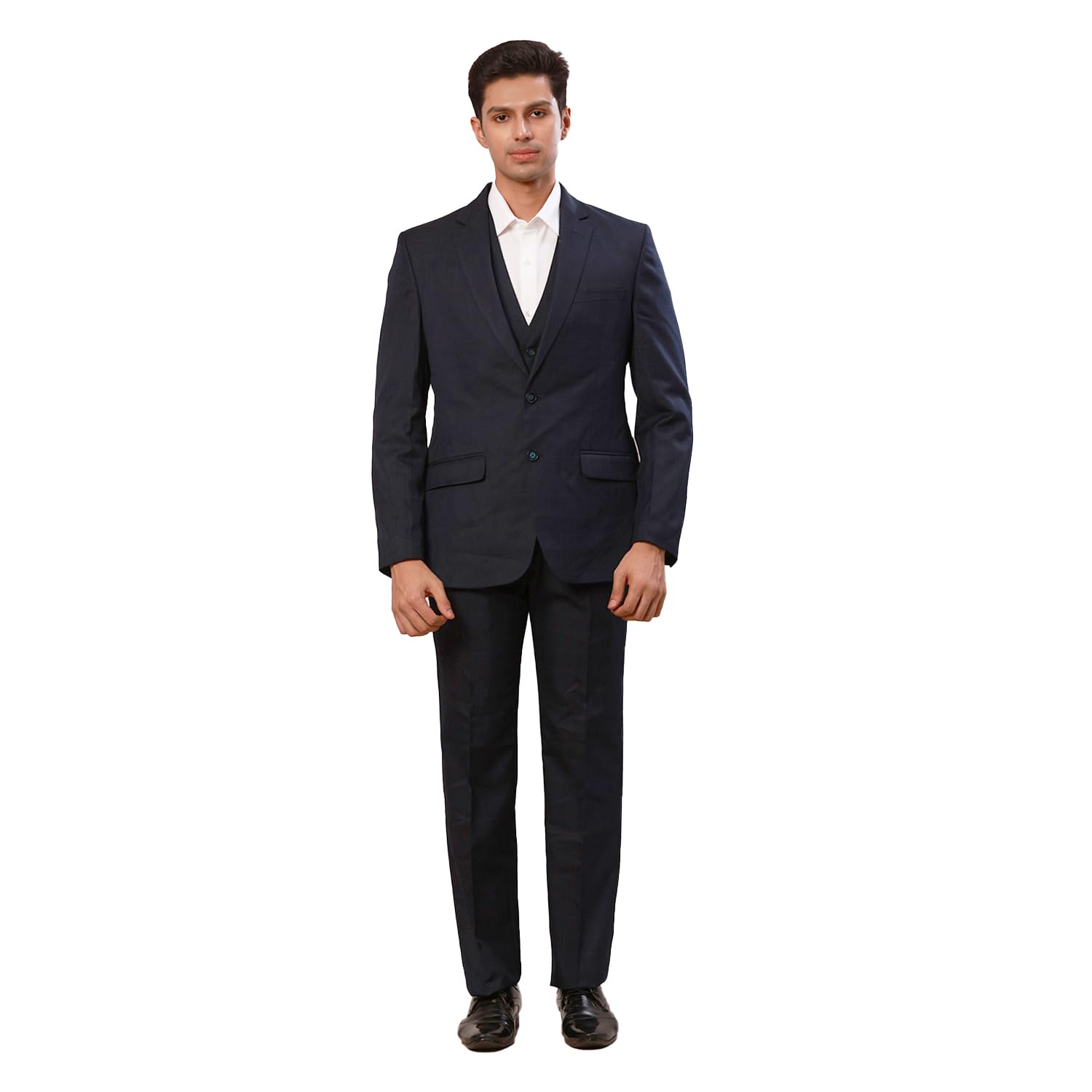 park avenue Men Regular Fit Checks Pattern Poly Viscose Blend Notch Lapel Full Sleeve Formal Suit-picture-42