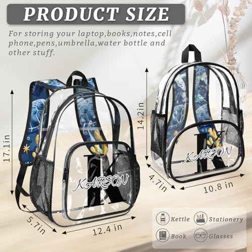 Personalized Large Clear Backpack Stadium Approved Heavy Duty PVC Plastic Custom Sea Turtles Transparent Backpacks See Through Bag with Name, Beach Theme4