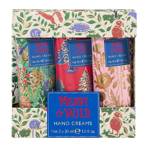 Heathcote & Ivory Hand Creams Trio 3 x 30 ml, Fragranced With Essential Oils, Travel Size and Vegan Friendly, Beauty Gift For Her, Merry and Wild Collection