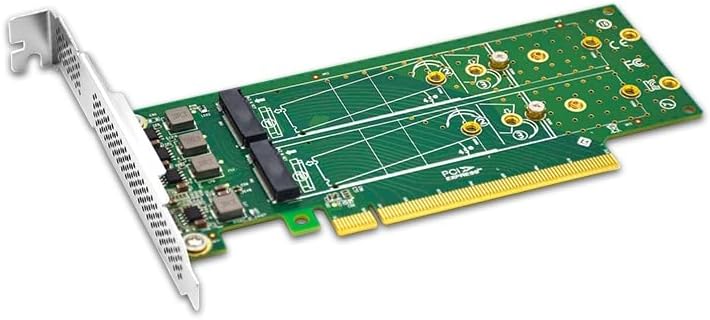 PCIe x16 to 4-Port M.2 NVMe SSD Adapter Card, PCIe 4.0 Compatible, Supports 2260/2280/22110 Form Factors