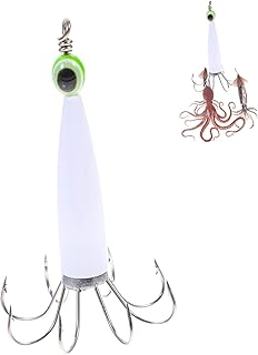 VANZACK 2 Peças Anzol De Polvo Lula Iscas De Pesca Gabaritos De Pesca Equipamento De Pesca Noturna Isca De Lula Luminosa Que Brilha No Escuro Gabaritos De Pesca De Lula Gigante Gancho De