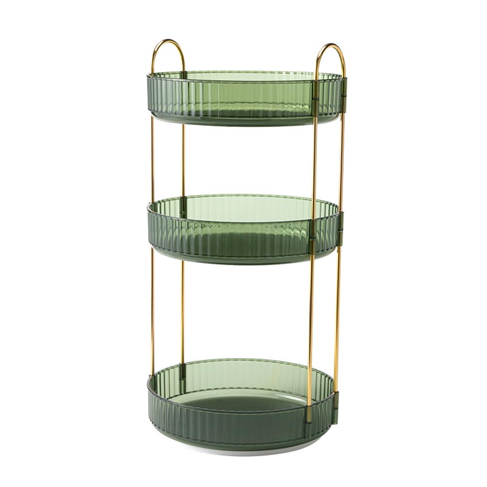 360 Rotating Makeup Organizer，Perfume Organizers Cosmetic Dresser Organizer， High-Capacity Skincare Make Up Storage， Perfume Organizers Cosmetic Dresser Organizer Countertop (green, 3 Tiers)
