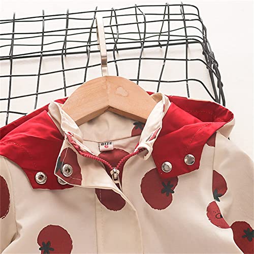 Baby Girls 𝗛ooded Jacket Windproof 𝗖artoon Print Zipper Rain Coat Loose 𝗪aterproof Lightweight with Pocket3