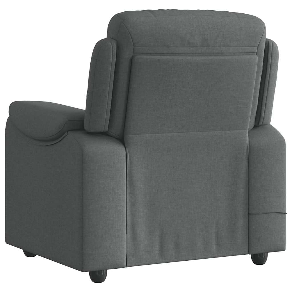 IKAYAA Sillón de Masaje Reclinable Tela, Sillón De Relax, Sillon Masaje Relax, Sillon Relax con Bolsillos Laterales Sofá Individual Sofá Relax Butaca Orejera para Salón Oficina Dormitorio Gris Oscuro