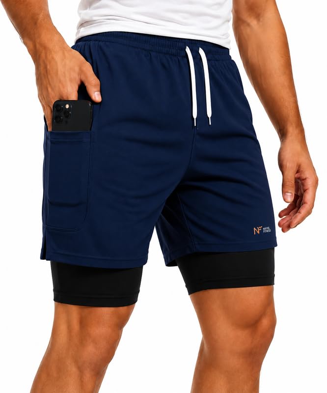 nikhil fitness Men's 2 in 1 Sports Shorts with Inner Compression Layer Gym Running Wear-picture-34