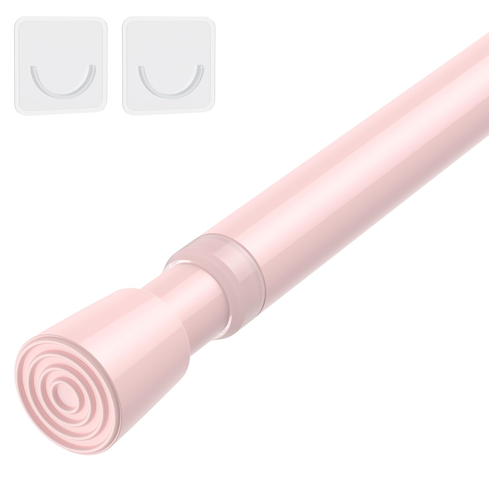 AIZESI Spring Tension Rods Adjustable Tension Curtain Rod Small Tension Rod No Drilling Expandable Spring Loaded Curtain Tension Rod（Pink,26" to 39"-1Pcs)
