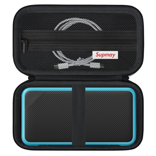Image of Supmay Carrying Case Compatible with New Nintendo 2DS XL / R36 Max Retro Handheld Game Console, Video Game Console Travel Bag with Mesh Pocket for Charging Cable, TF Card, Manual, Black