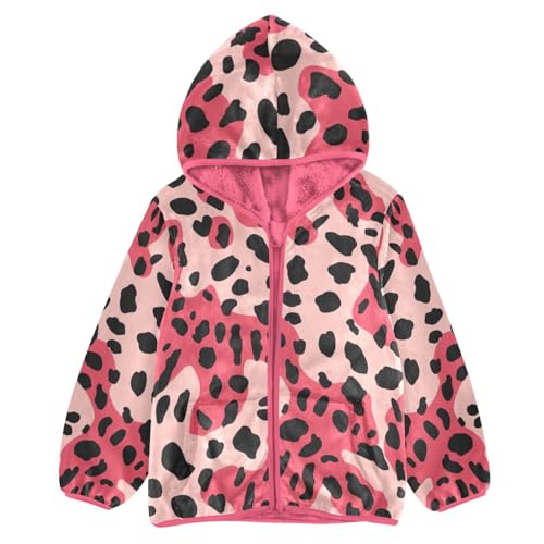 Red Black Spotted Print Girls Fleece Jacket Girls Fall Jacket Girl Coats Zip Up Hoodie Children Sherpa Warm Outerwear 2-10T