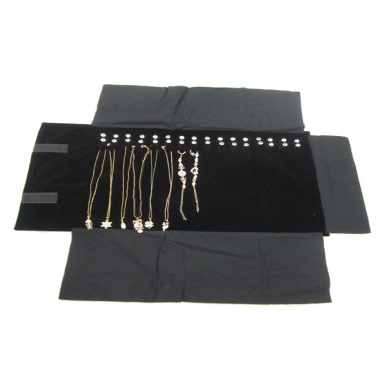 FOMIYES Roll Multifunctional Luxury Jewelry Roll Bag for Earrings Necklaces Rings Secure Storage Organizer for Travel Home Use Elegant Black Design