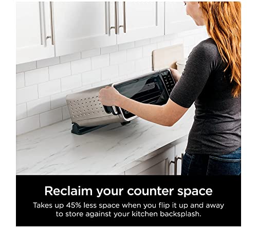 This is a picture of a product for sale called Ninja SP251Q Digital Air Fry Pro Countertop 10-in-1 Smart Oven w - Temperature Probe,  Extended Height,  XL Capacity,  Flip Up Storage,  w - Air Fry Basket,  Wire Rack & Crumb Tray (Renewed) (Cinnamon)
