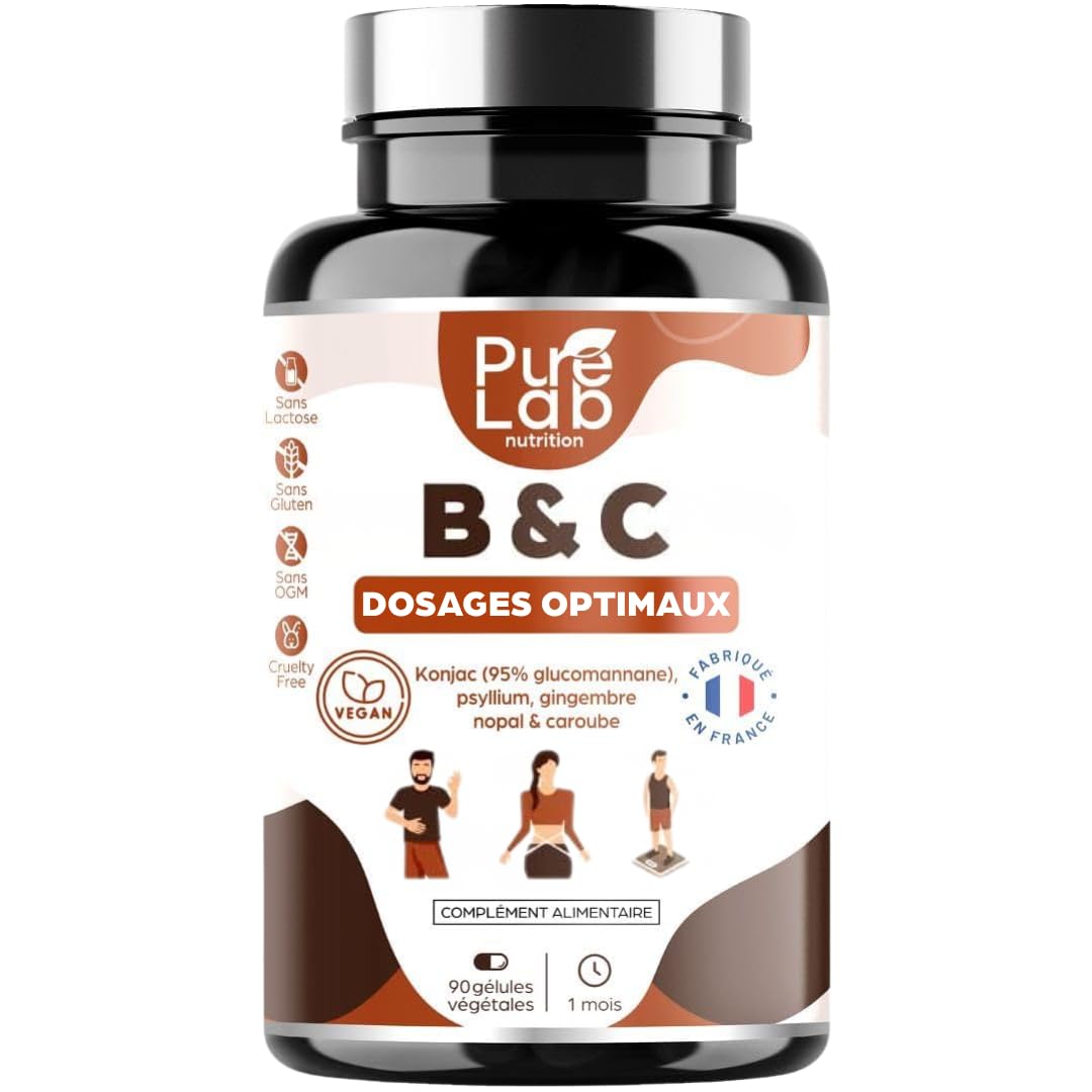 Konjac (95% Glucomannane) - 100% Plantes & Fibres - Homme Femme - 90 gélules Vegan - Fabriqué en France