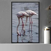 Framed Canvas Wall Art Group of Birds Beach Birds Expressive Group Multicolor Photography - 16x24 inches