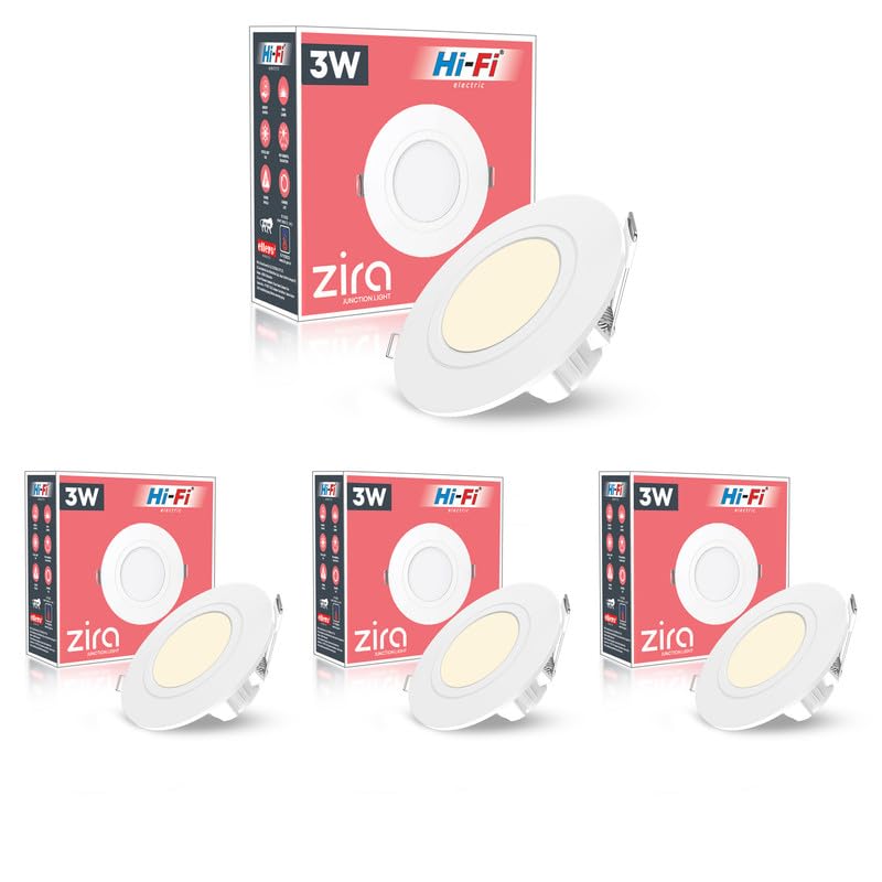 Image of elleys' ZIRA 3W LED Down Light (Warm White Light) Round Recessed Ceiling LED Light | Cut Out- 45 mm | BIS Certified & 4KV Surge Protection pop Lights for Ceiling (3W, Pack of 4)