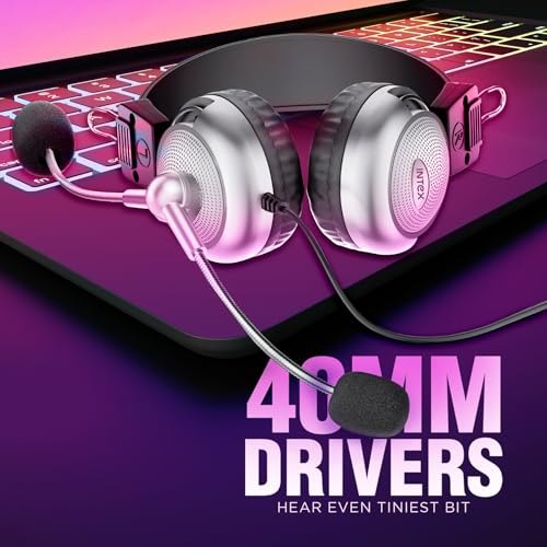 Intex Magna Wired USB Headphone with Microphone | 40Mm Drivers & Lightweight | Crystal Clear Sound with Audio Control Keys | Over Ear Design with... - Image 2