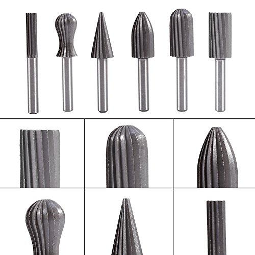 Set de 6 fresas rotativas de acero rápido 1/4 pulg miniatura 3