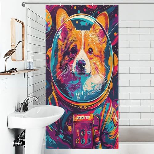 Rideau de douche corgi espace 90x180 cm occultant lavable moderne - 4