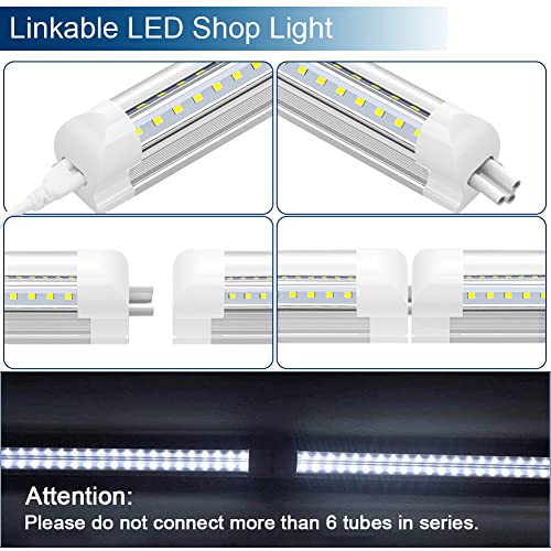 Jesled 4Ft Led Shop Light, 4 Foot 36W Led Light Fixture, High Output 4500 Lumen, 6500K, Clear Cover, V-Shape Leds, Plug And Play, T8 Led Tube Light For Cooler Door, Garage, Workshop (6-Pack) #TOP4