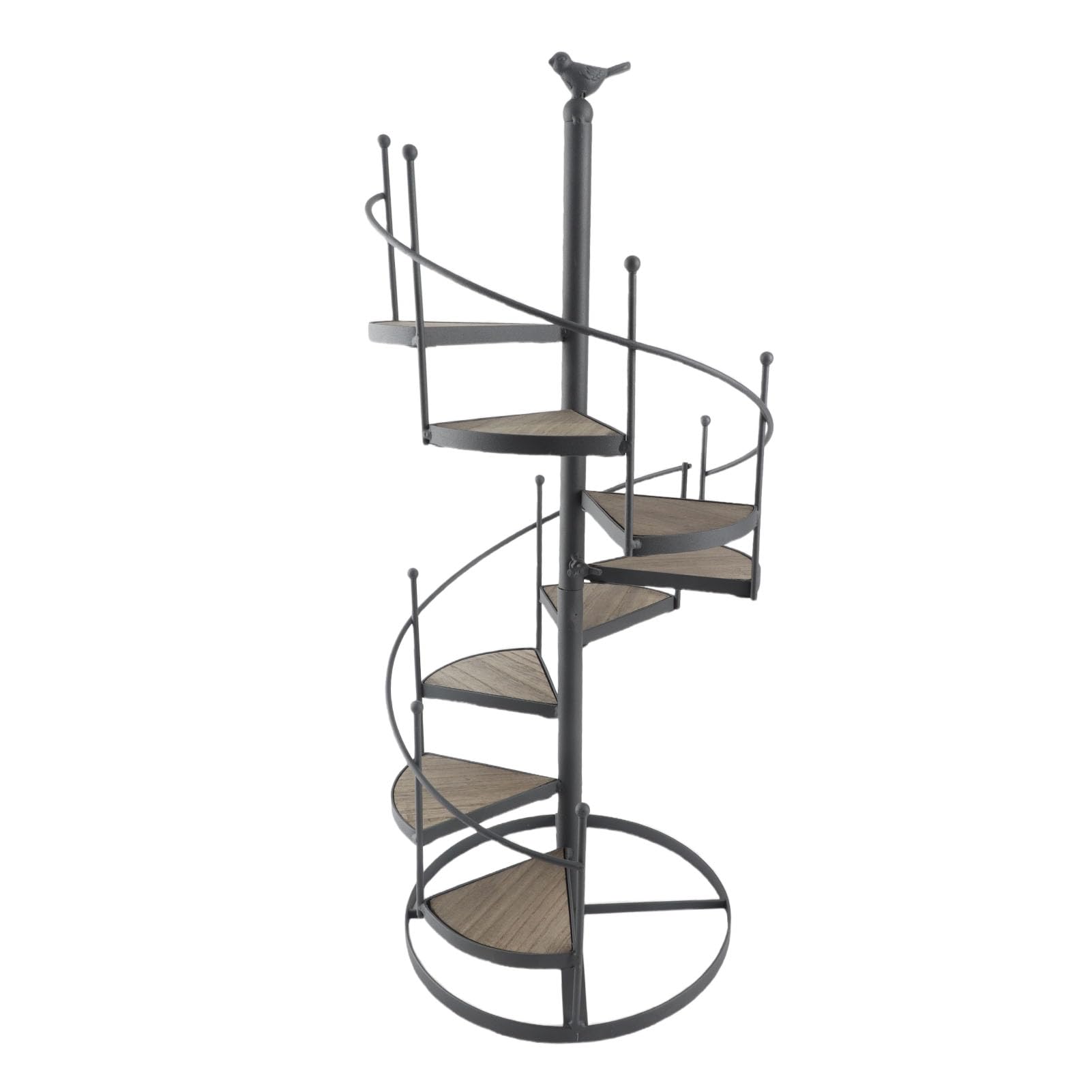 Sxhlseller Support de Plantes en Fer forgé avec étagères en Bois, 23cm