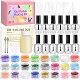 Nail Polish Making Kit, JCOOS DIY Nail Kit for Beginners With Everything, 12 Empty Nail Polish Bottles with Brush, 24 Pigment, Fun Nail Polish Kit, Christmas Gifts for Kids Nail Polish Set for Girls