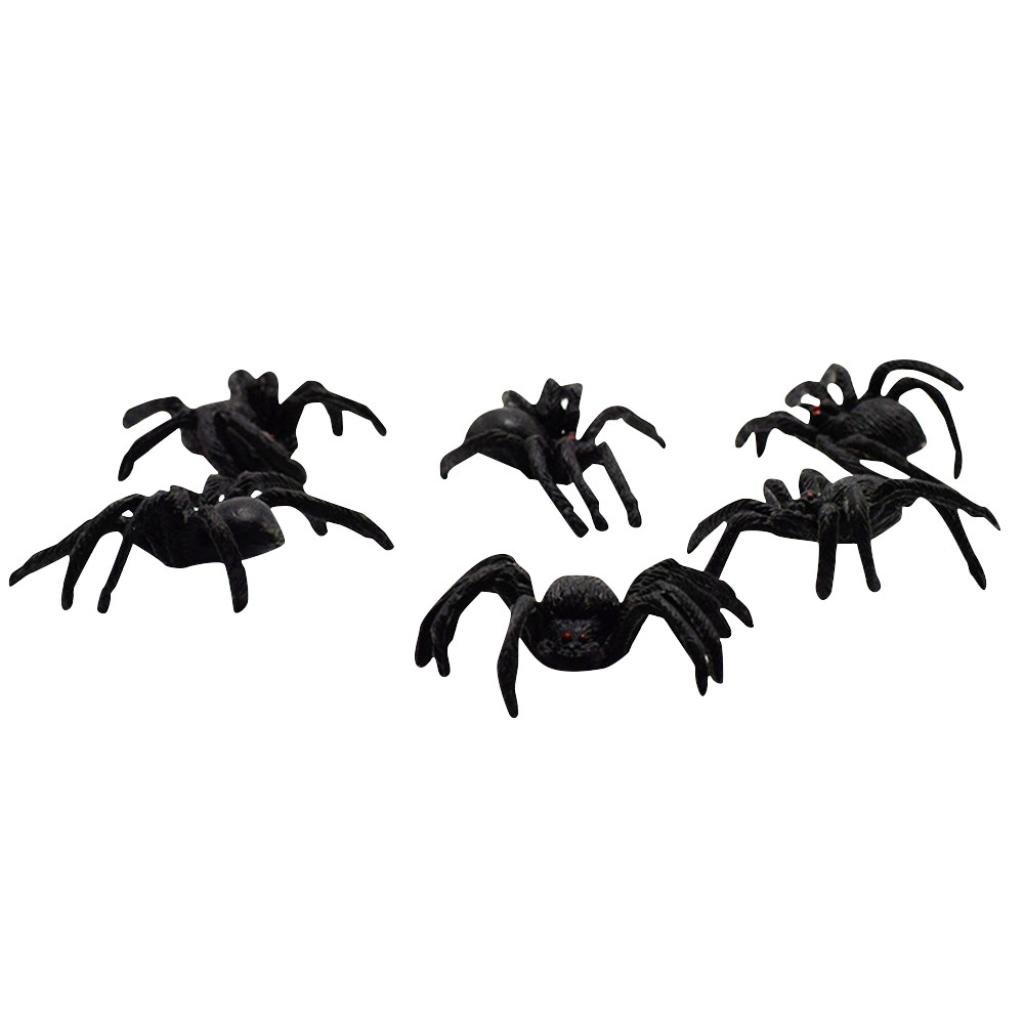 Livoty 10Pcs Creative PVC Artificial Spider Simulated Insect Animal Model Funny Spoof Toys for Adult Kids (Black)