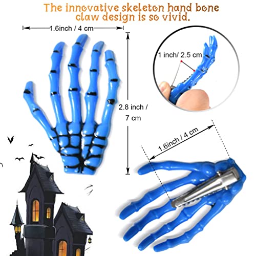 Halloween Skeleton Hands Clips,12 Pcs Skeleton Hand Clips For Hair Halloween Claw Clips Skull Hand Bone Shape, 6 Colors Halloween Hair Clips For Women Girls Halloween Party, Multi-Colored #TOP3
