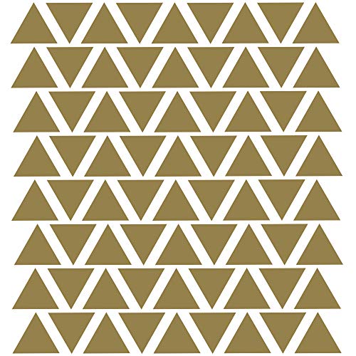 PREMYO Set de 72 Stickers Muraux Enfants Triangles - Autocollants Décoration Murale Chambre Bébé - Facile à Poser Or Cover