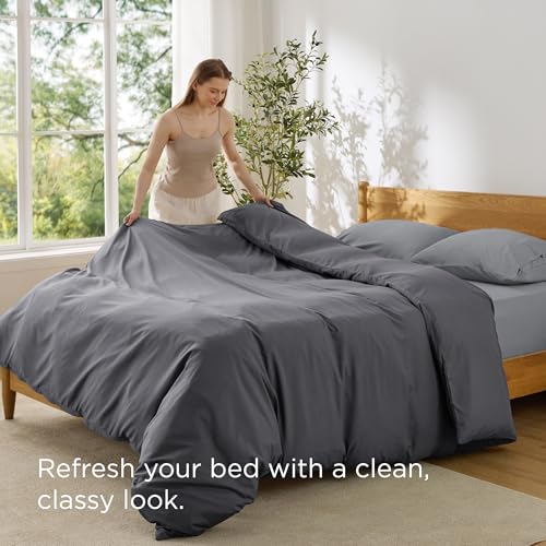 Image of Bedsure Duvet Cover King Size - Only Includes 1 Duvet Cover (104 inchx90 inch), Hotel Luxury Soft Double Brushed All Season Bedding for Kids & Adults, Zipper Closure, Dark Grey (No Comforter, No Pillow Shams)