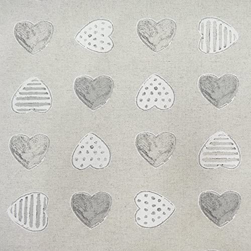 Tissu Enduit Anti Tâches Coeurs Chamade Gris - Par 50 cm