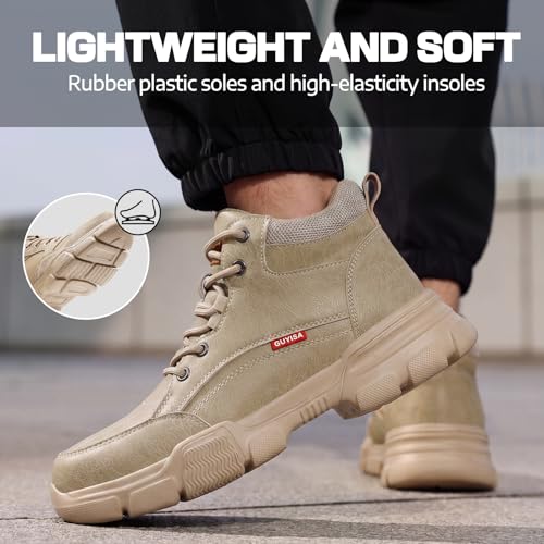 Image of Steel Toe Shoes for Men, Ultra-Lightweight Safety Work Shoes with Kevlar Puncture Resistant Midsole, Water Resistant for Warehouse Logistics Factory Workshop