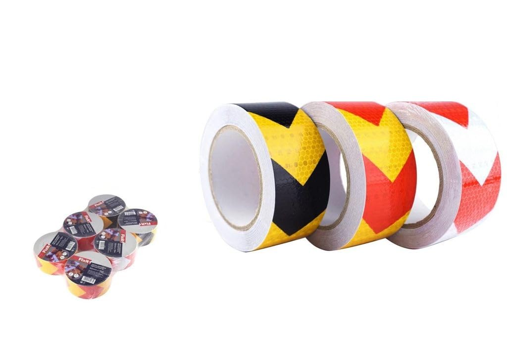 DRW Cinta señalizacion Reflectante Flecha Adhesiva 6 Unidades 50mm x 15 m