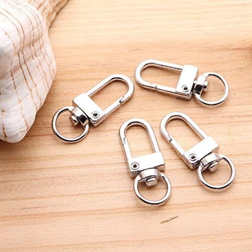 Image of Tia Strap Buckles Metal Clasps Lobster for Handbag, Spring Ring, Purse Dog Hook, Key Chain Swivel Trigger Snap Hook DIY and Purse Making Accessories (Silver Push Gate Hook Swivel-Premium-33x10mm, 2)