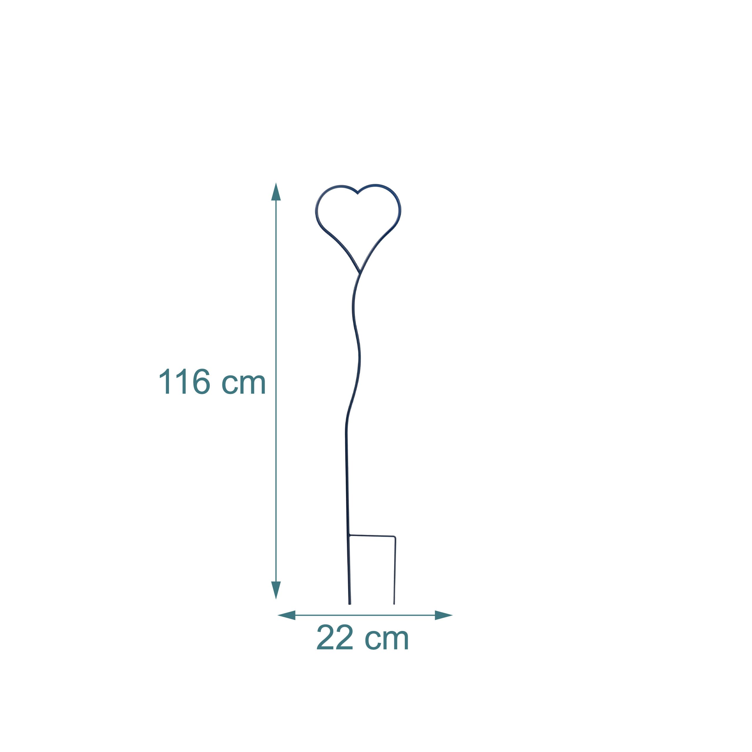 Relaxdays griglia per rampicanti, Set da 2, Cuore, Acciaio Verniciato, Nero, HxB: 116 x 22 cm