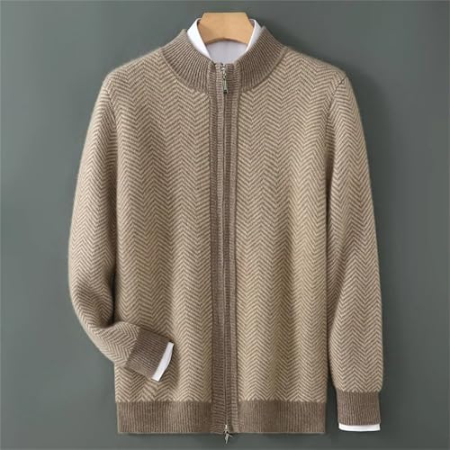 Men's Winter Thick Cashmere Cardigan Half High Collar Color Zipper Sweater Knitted Casual Soft Warm2